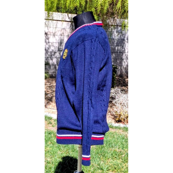 Vintage 1990s Lacoste Club Chemise Men's Large Navy Pullover V-Neck Sweater NOS - Picture 2 of 6